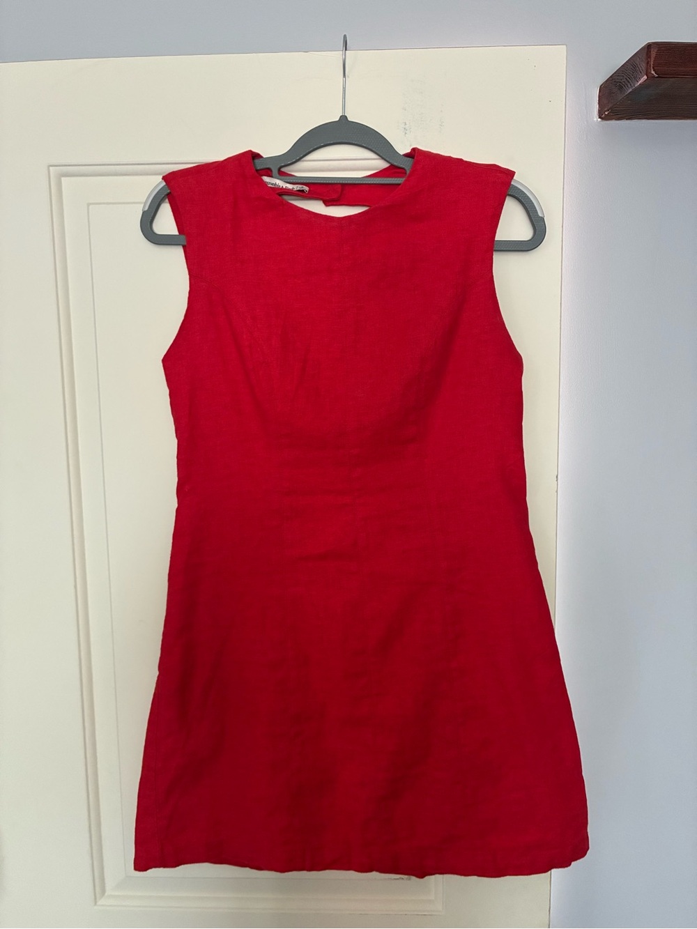 Abercrombie & Fitch Linen-Blend Shell Red Mini Sleeveless Backless Dress in Red - Picture 3 of 6